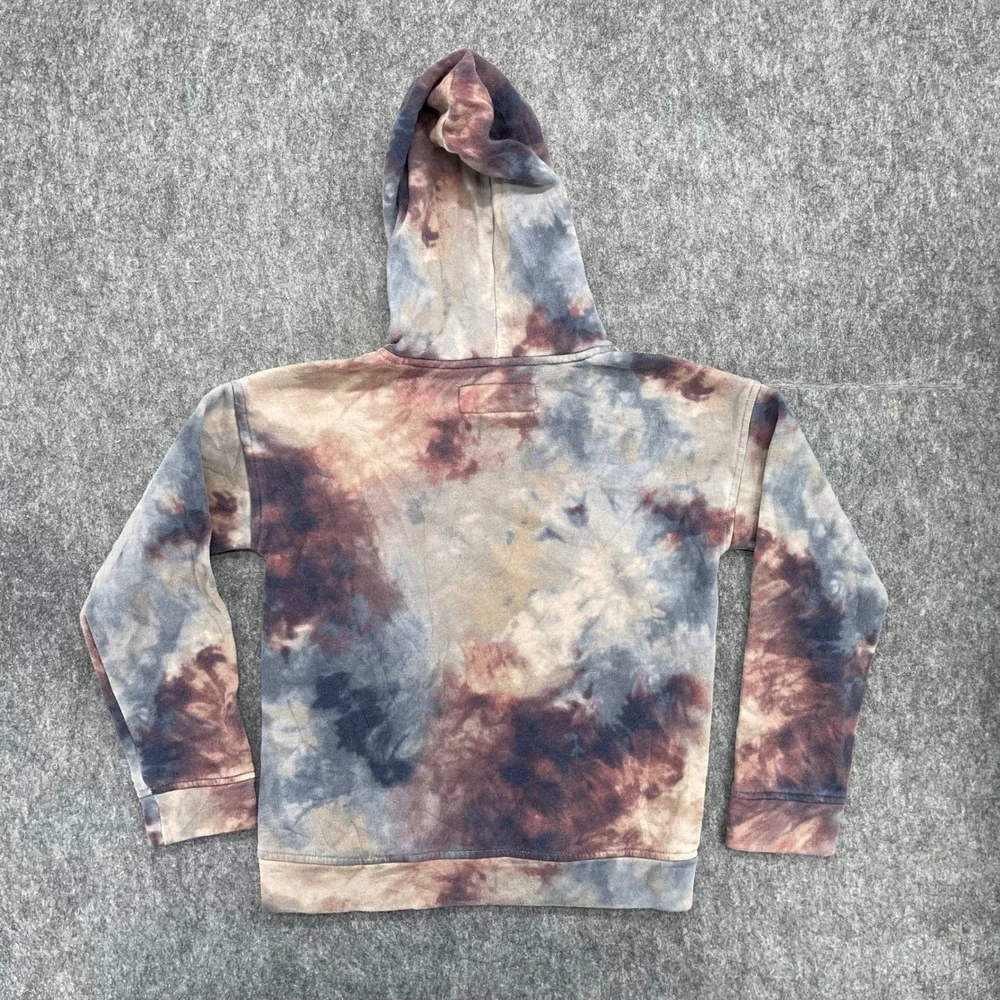 Abercrombie Hoodie Kids 9/10 Relaxed Fit Tie Dye Sweatshirt Blue Burgundy Tan